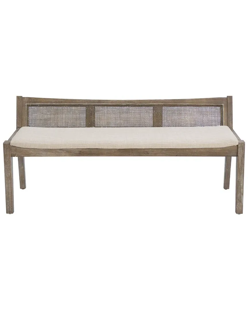Beaux Cane Bench - Brown, Rubberwood