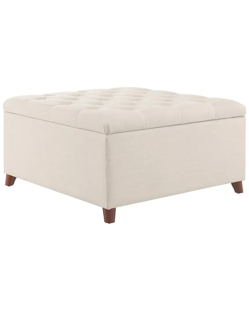 Bella Square Storage Ottoman - Tan, Linen image