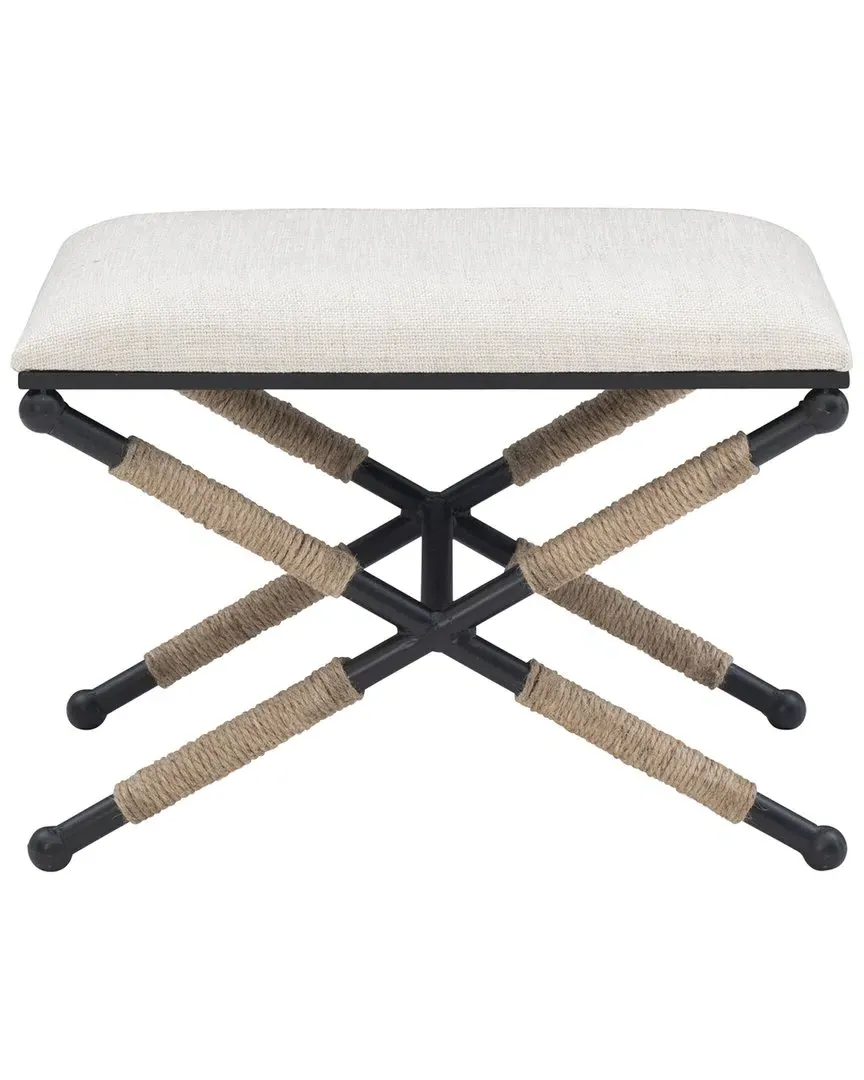 Campaign Linen Accent Stool - Natural image