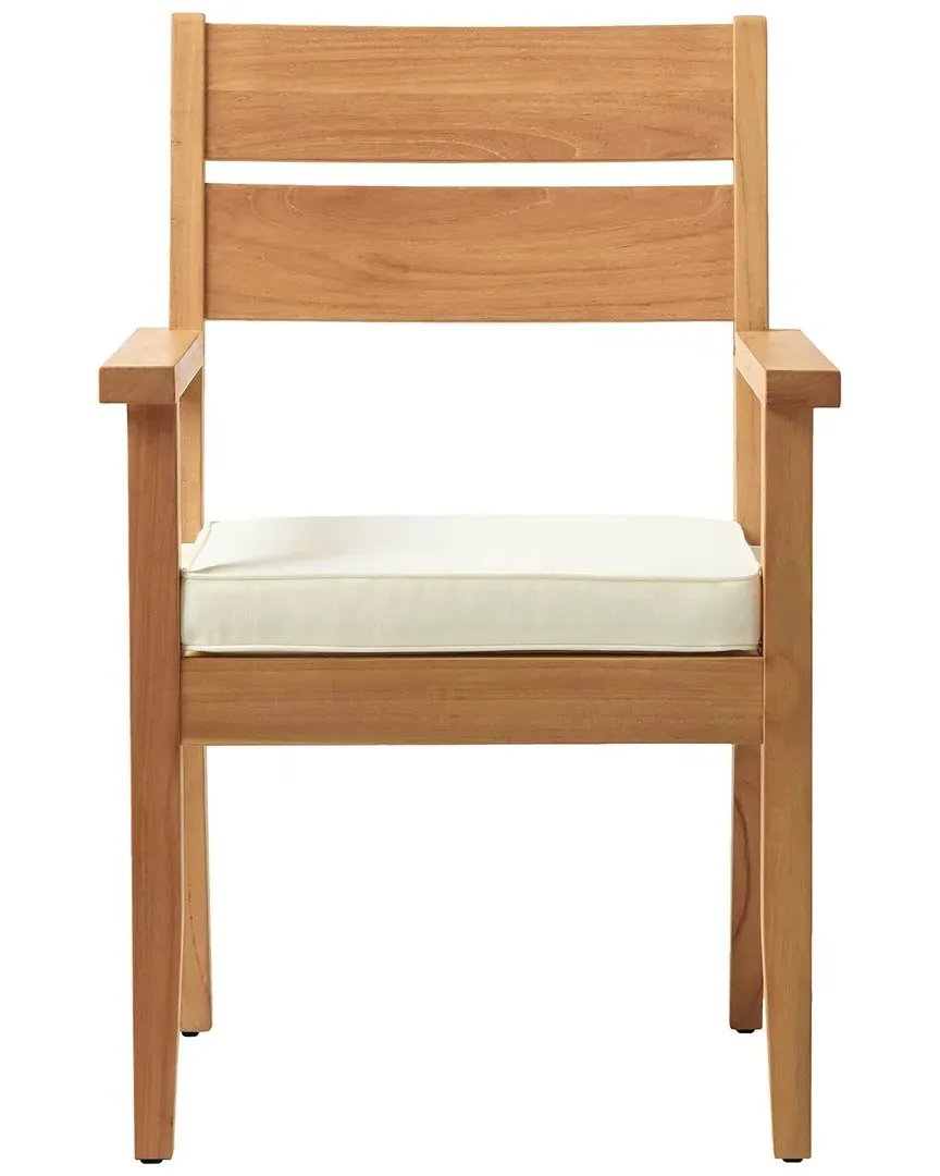 Cannon Outdoor Dining Armchair with Seat Cushion - Antique White, Teak