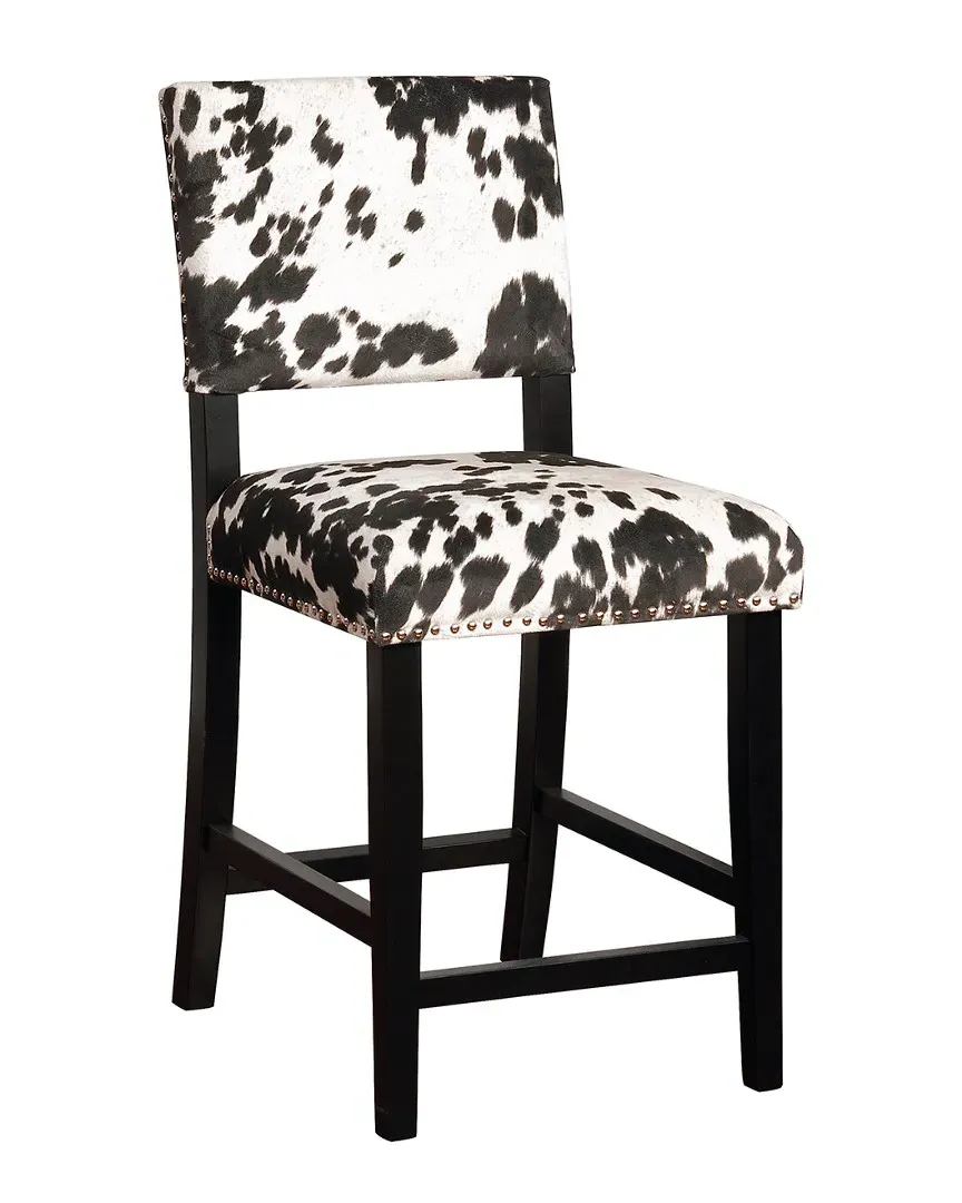 Clayton Counter Stool - Black Cow Print, Rubberwood image
