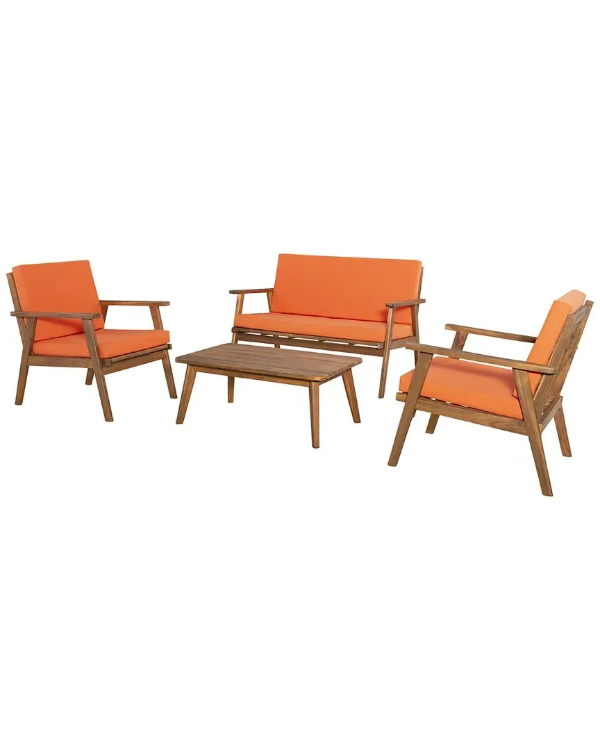 Cole Outdoor Chat Set - Orange, Acacia