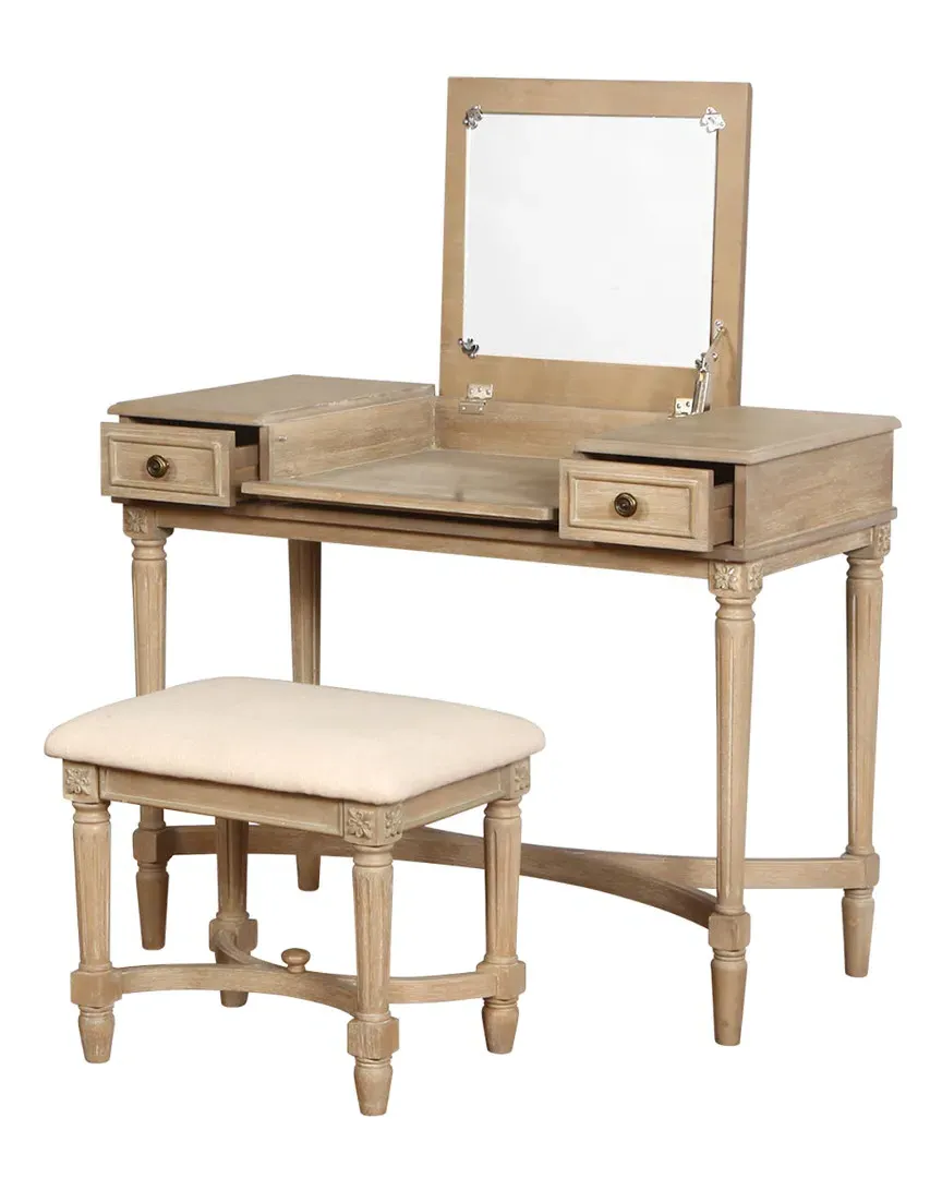 Cyndi Vanity Set with Stool - Gray Wash image