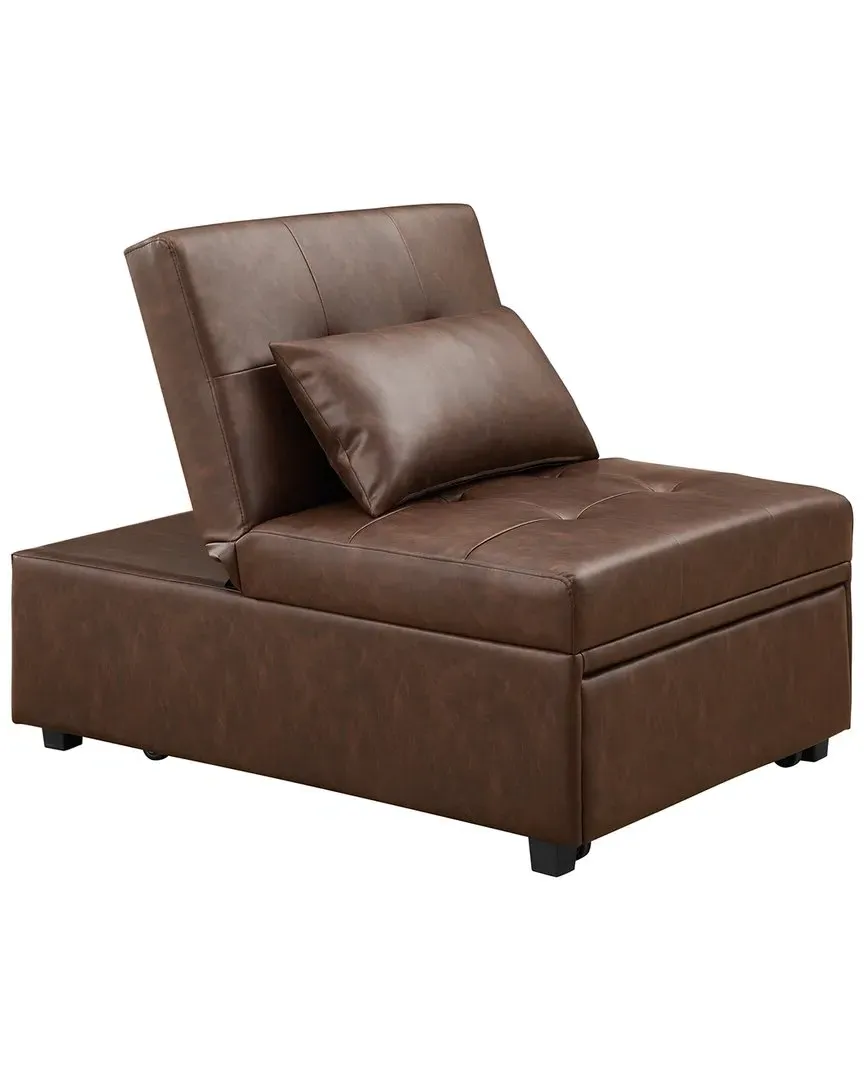 Dozer Faux Leather Convertible Sofa Chair - Chestnut