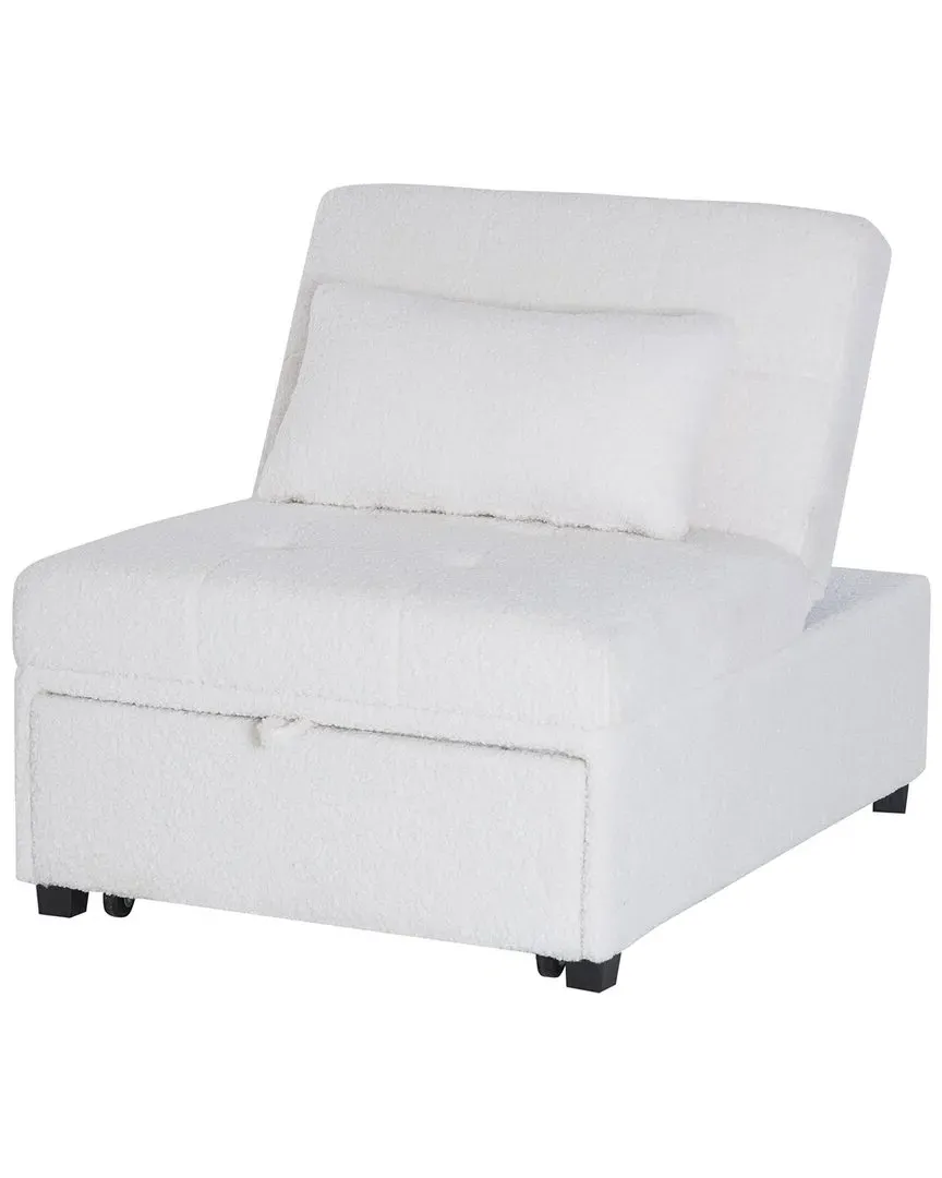 Dozer Sherpa Convertible Sofa Chair - Ivory, Polyester
