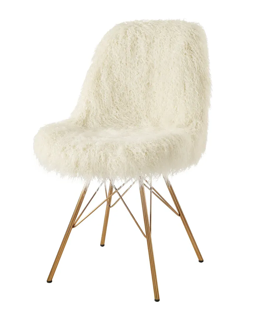 Eliza Faux Fur Chair with Gold Metal Base - Cream image