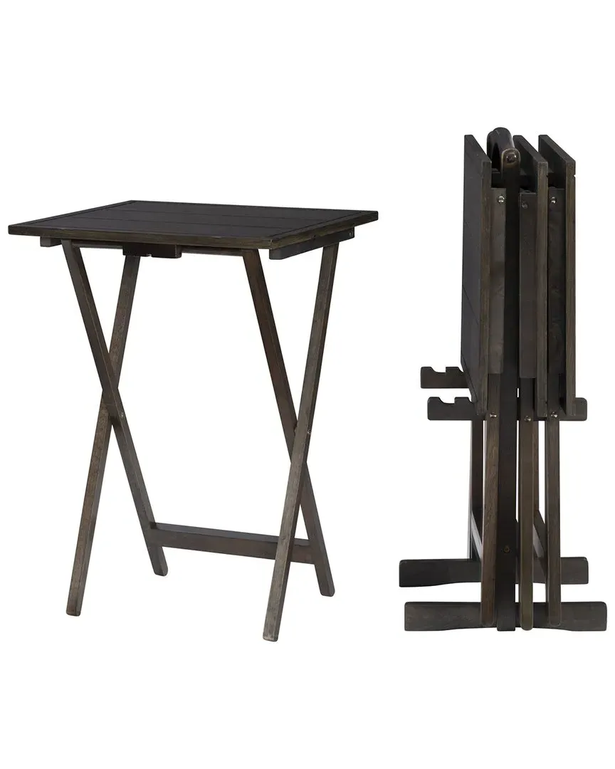 Fairfield Tray Table Set with Stand - Grey, Oak Veneer image