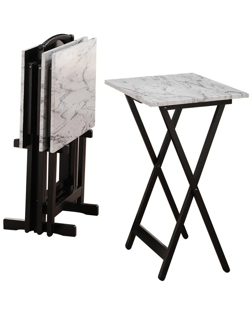 Faux Marble Tray Set - Black and White image