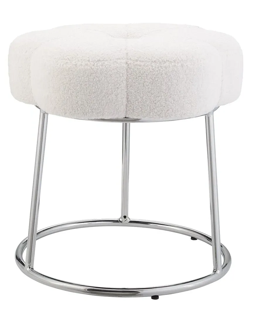 Flower Sherpa Stool - White, Sherpa image