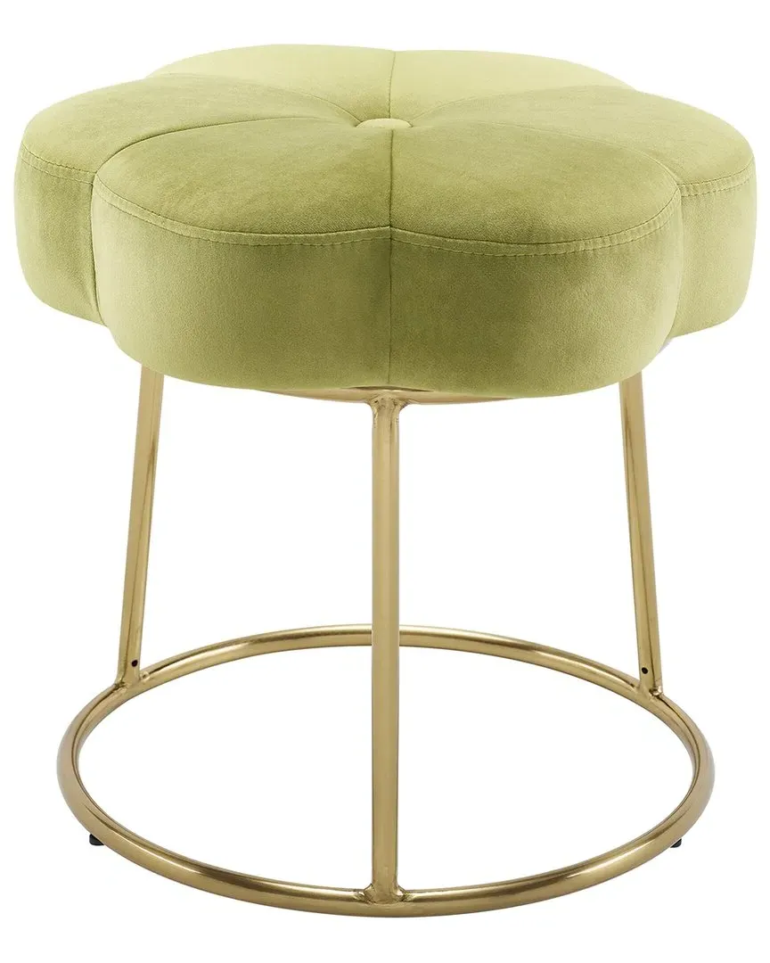 Flower Stool - Green, Velvet