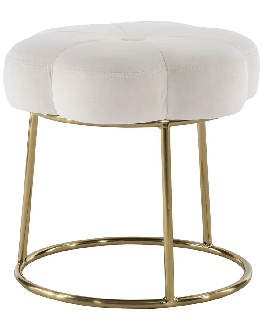 Flower Stool - White, Velvet