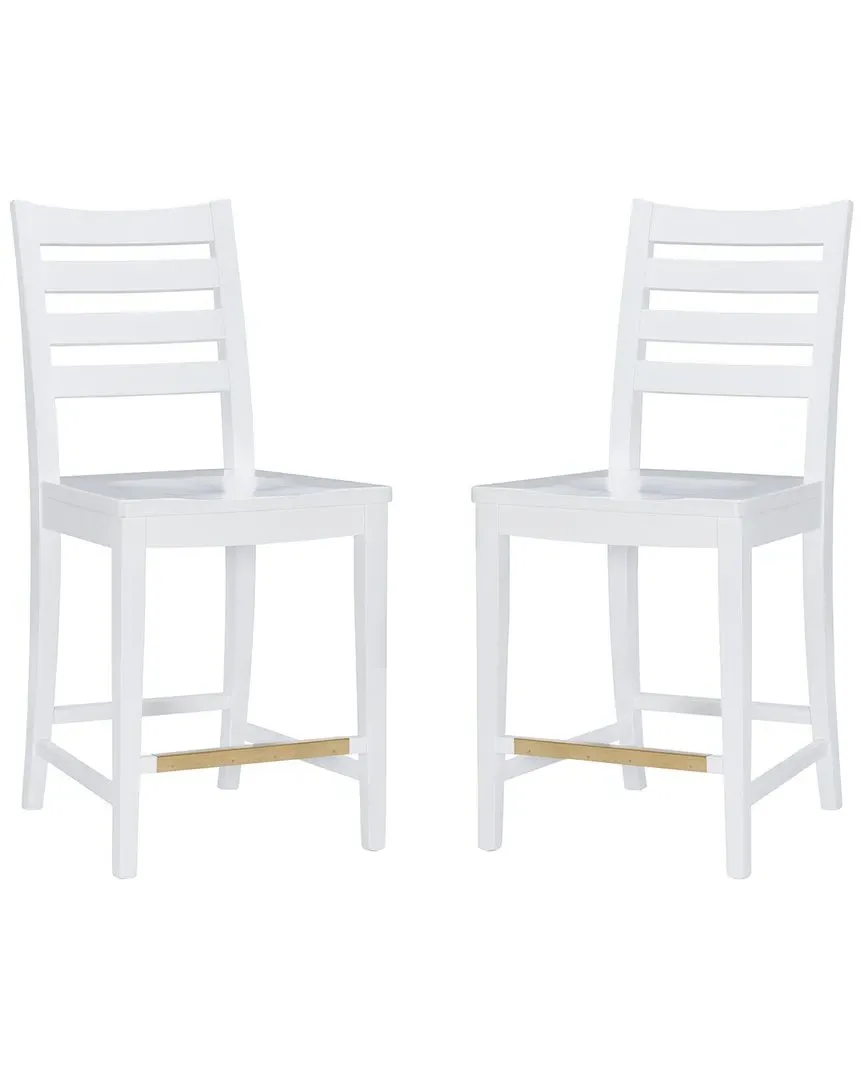 Flynn Ladderback Counter Stools Set of 2 - White, Beechwood