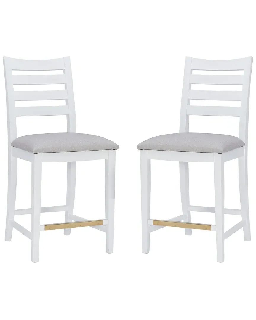 Flynn Upholstered Counter Stools Set of 2 - White, Beechwood