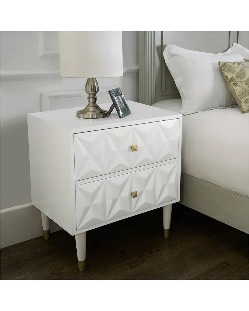 Geo Texture 2 Drawer Nightstand - White, Gold image