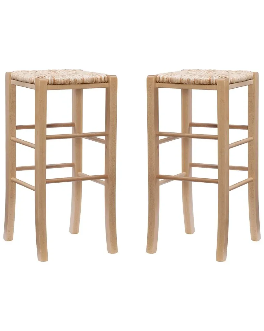 Gianna Backless Bar Stools Set of 2 - Natural, Beechwood