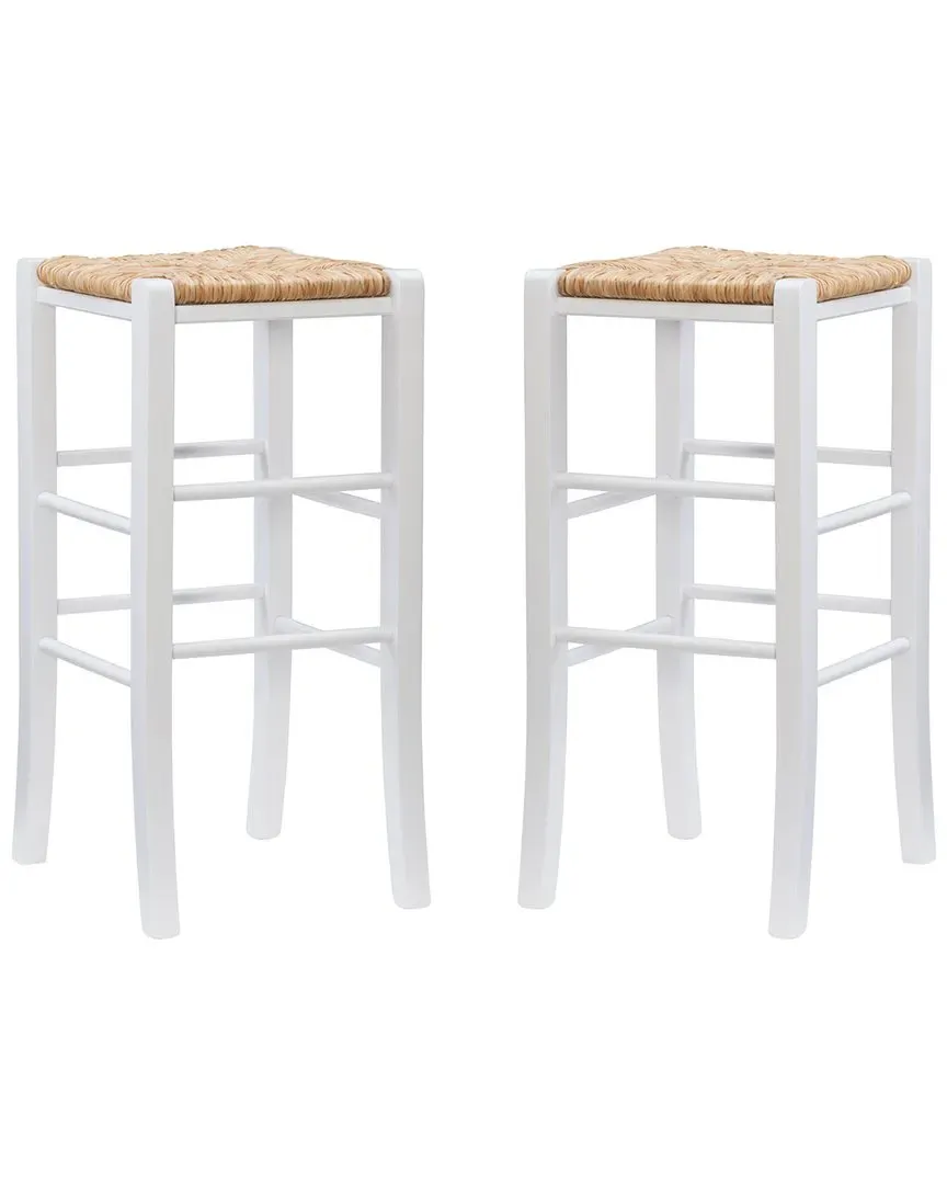 Gianna Backless Bar Stools Set of 2 - White, Beechwood