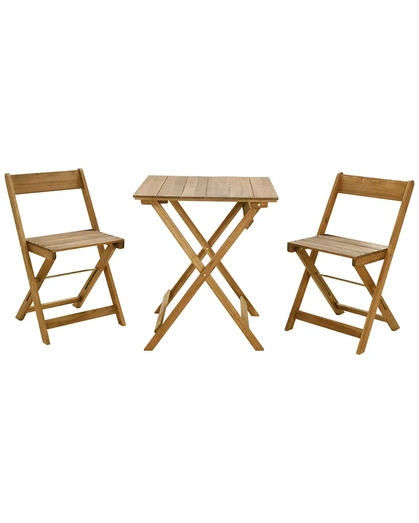 Grayson Square Table Set with Folding Chairs - Brown, Acacia image