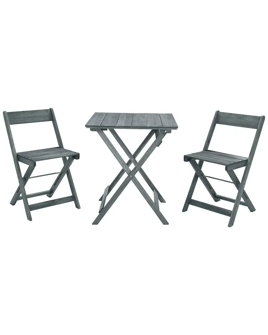 Grayson Square Table Set with Folding Chairs - Gray, Acacia