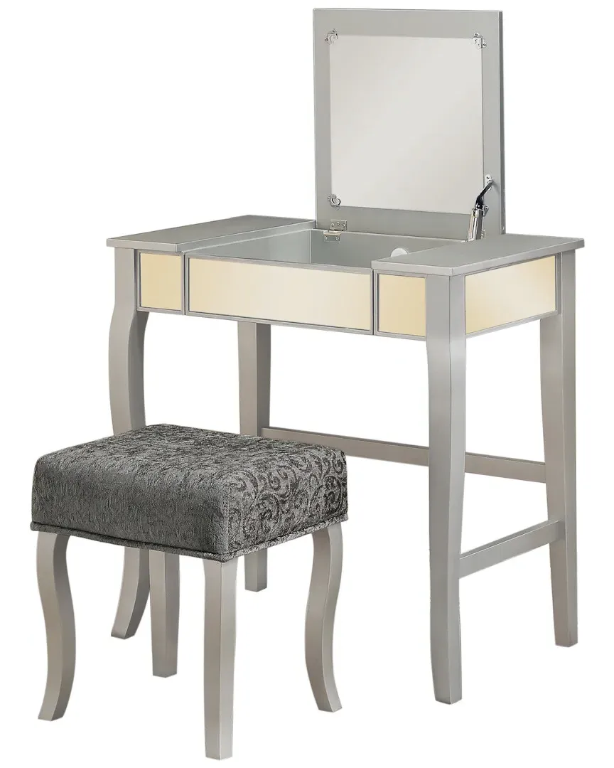 Harper Vanity Set with Mirror and Stool - Silver image