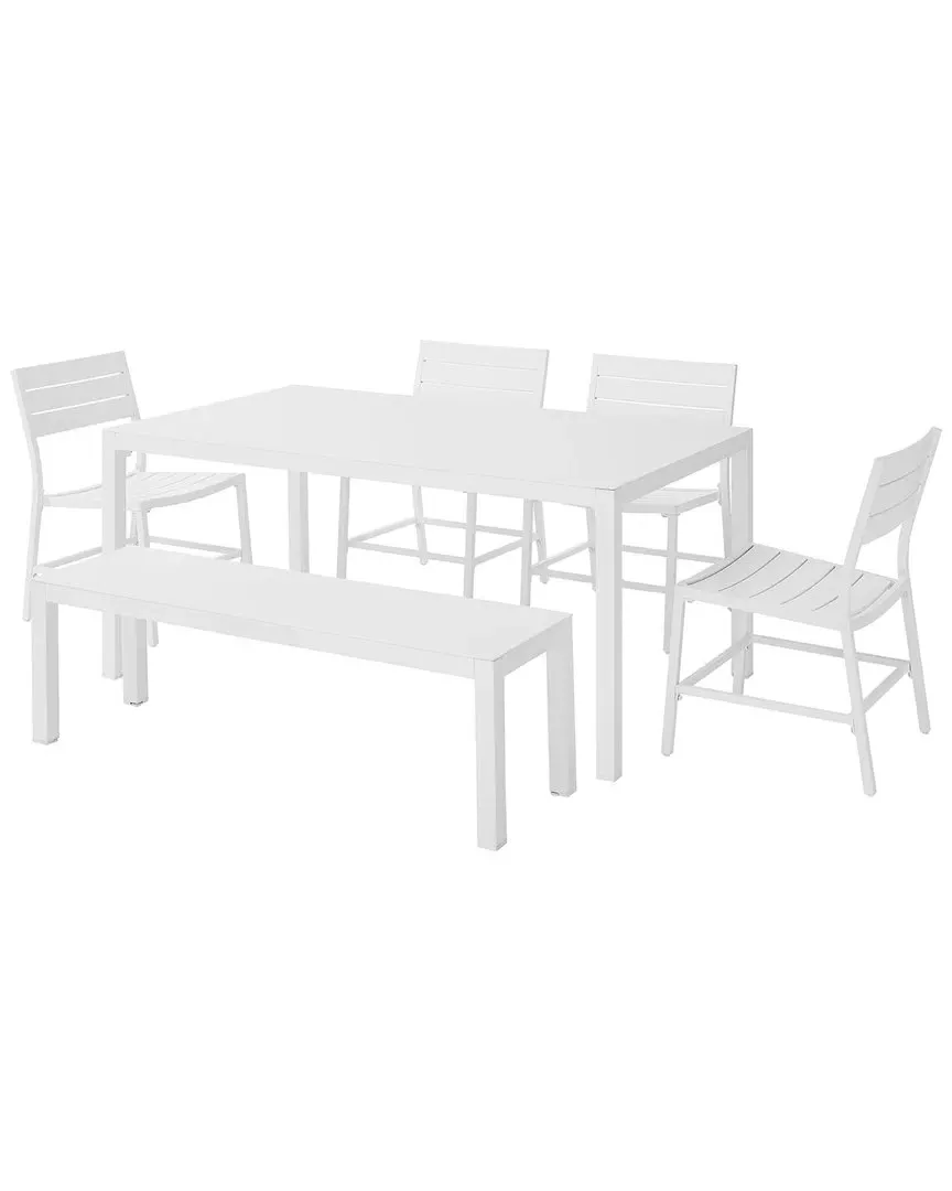 Holland 6-Piece Dining Set - White, Aluminum