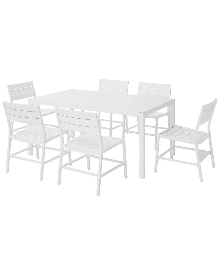 Holland 7-Piece Dining Set - White, Aluminum
