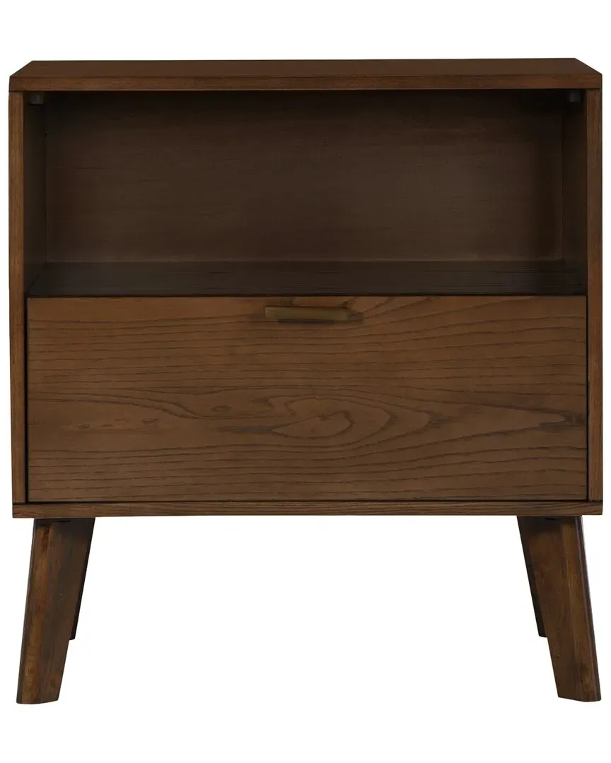 Hudson 1-Drawer Nightstand - Brown, Ash Veneer