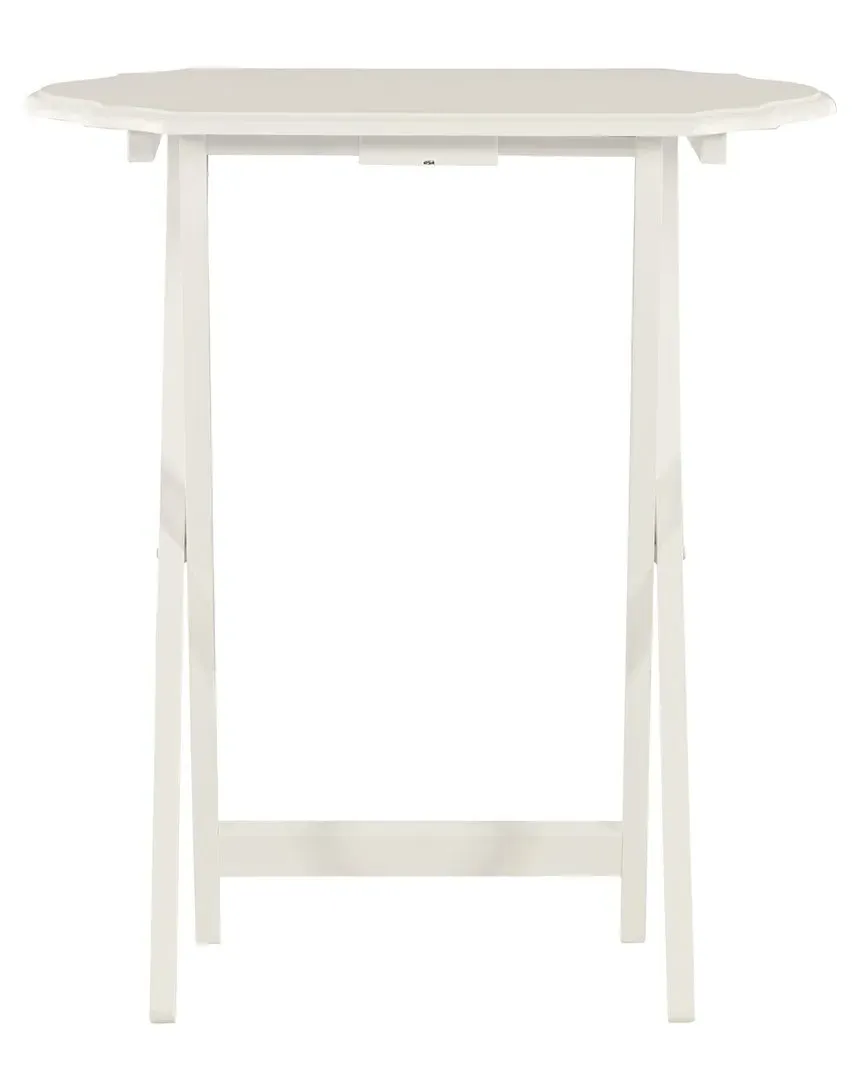 Joelle Folding Snack Trays Set of 2 - White, Rubberwood