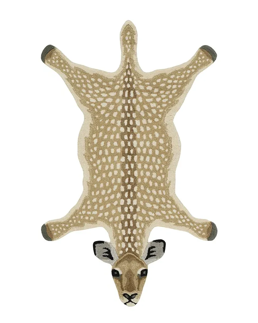 Jungle Antelope Shaped Accent Rug - Beige, Wool image