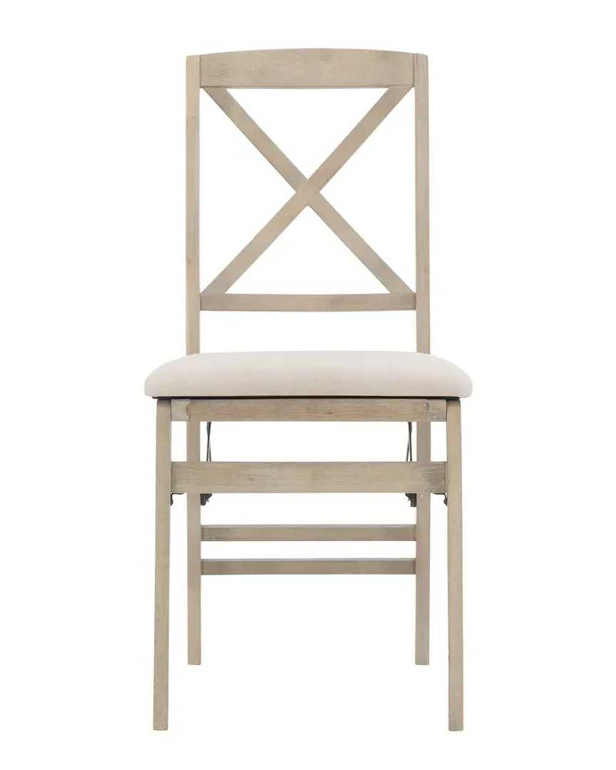 Linon Triena X Back Folding Chair - Greywash image