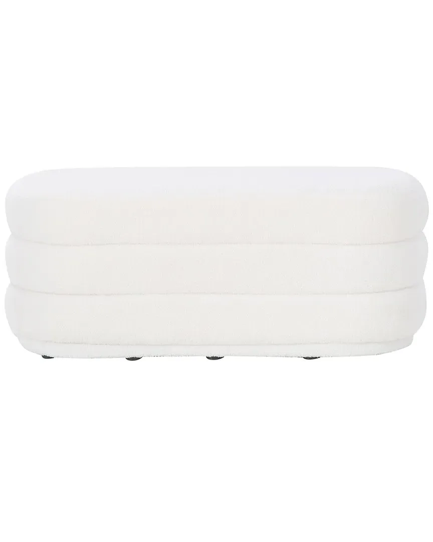 Lisa Sherpa Oblong Ottoman - White image