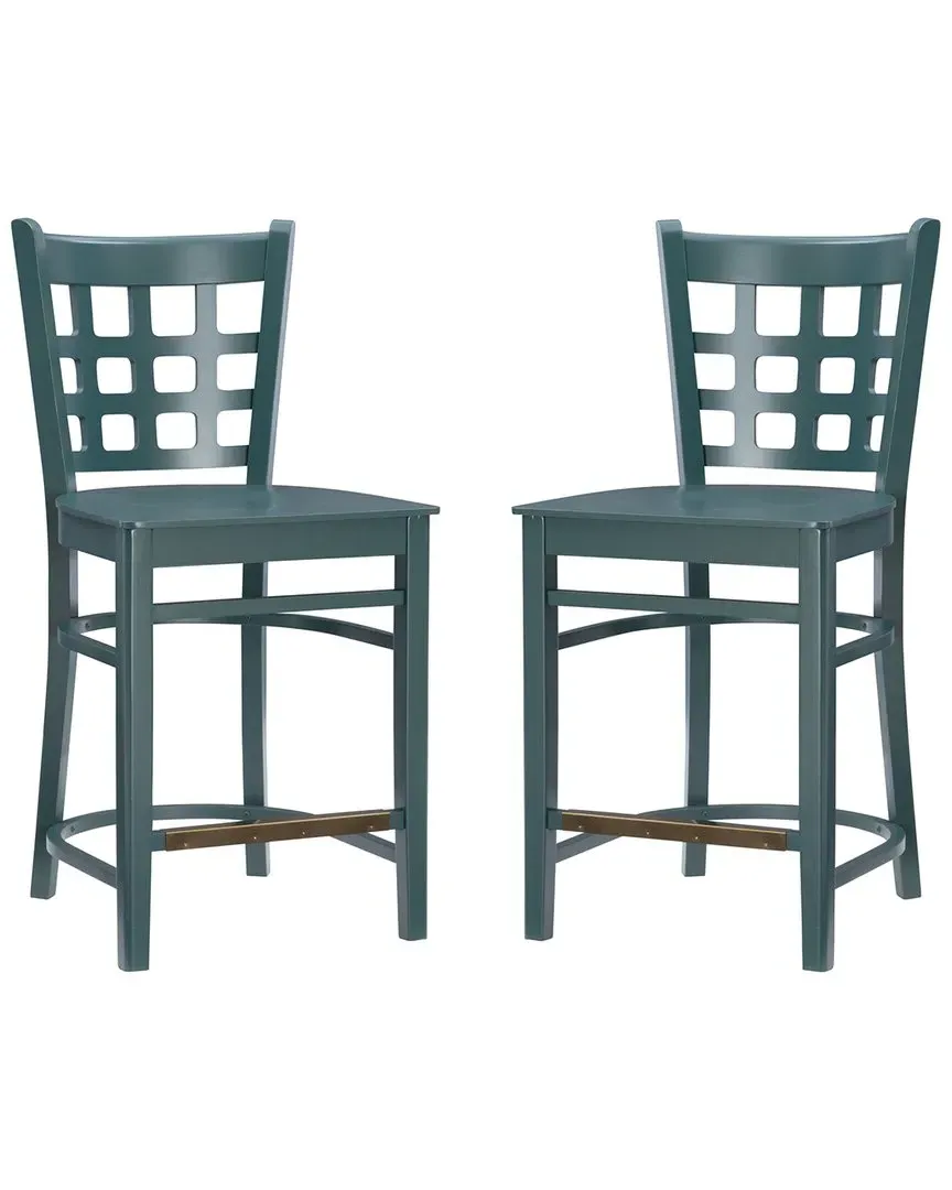Lola Counter Stools Set of 2 - Hunter Green, Beechwood image