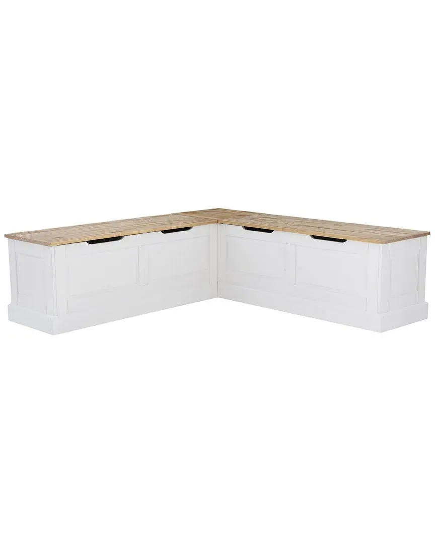 Nooks Backless Corner Nook with Storage - White, Pine