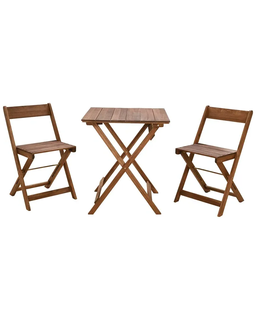Rockport Square Table Set with Folding Chairs - Brown, Acacia image