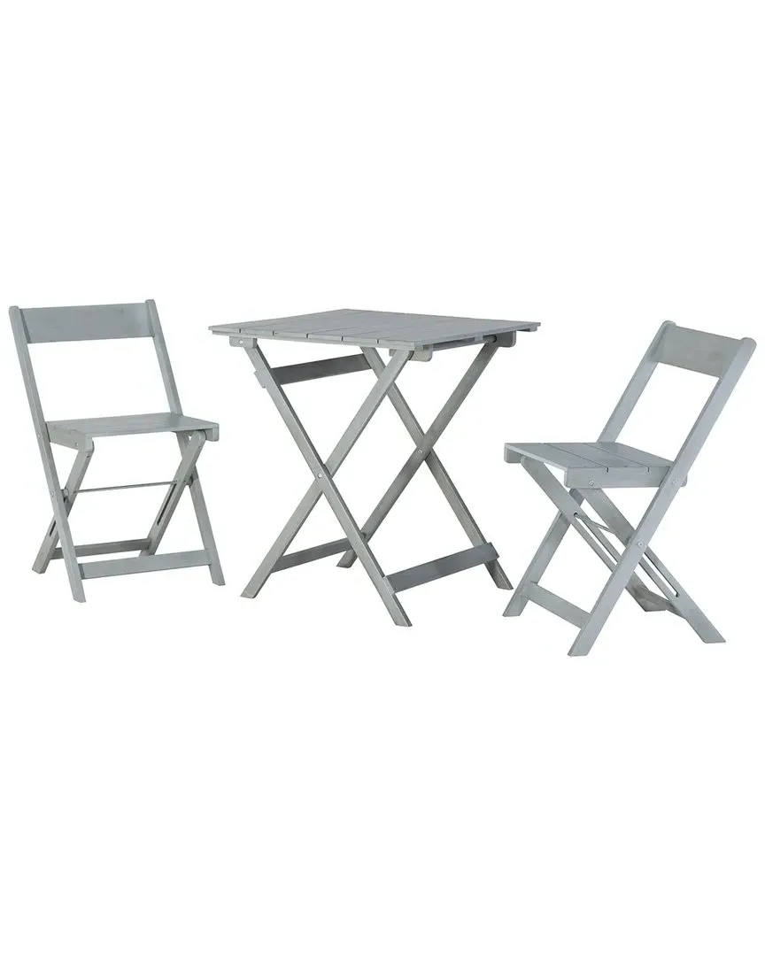 Rockport Square Table Set with Folding Chairs - Grey, Acacia