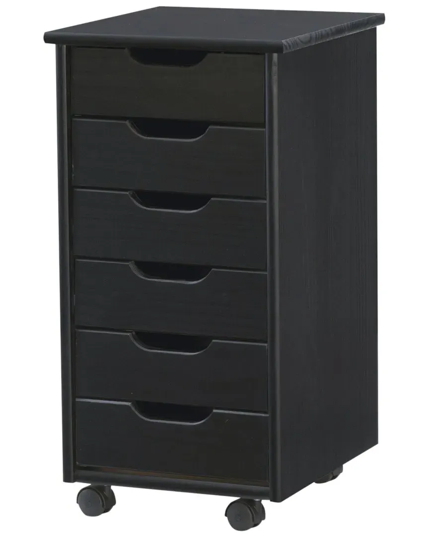 Rudy Rolling 6 Drawer Cart - Black, Wood image