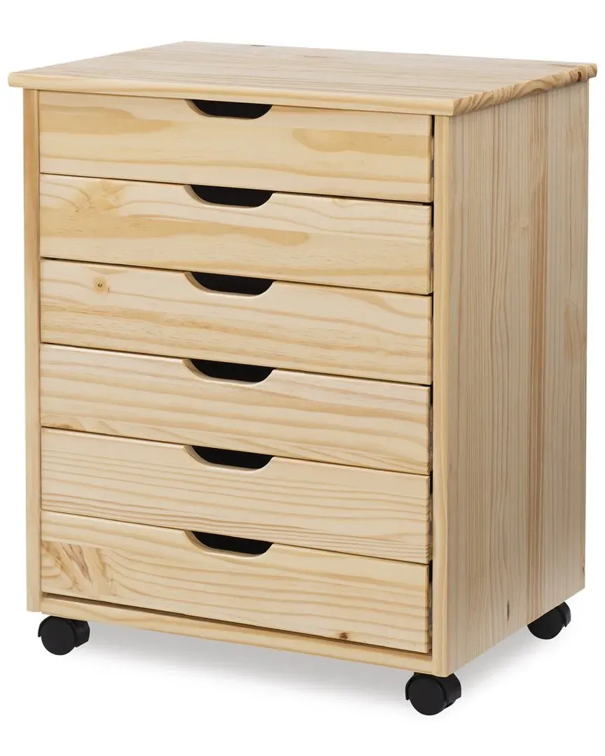 Rudy Rolling 6 Drawer Cart - Brown, Wood