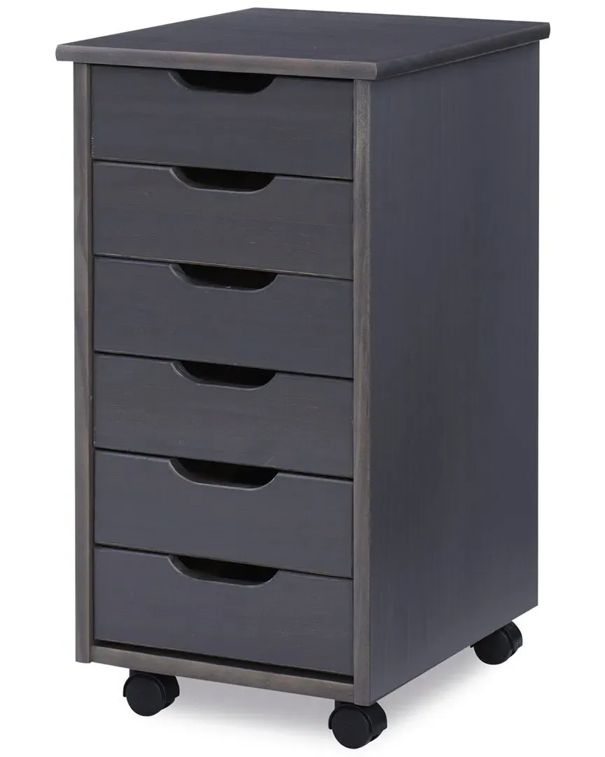 Rudy Rolling 6 Drawer Cart - Grey, Wood