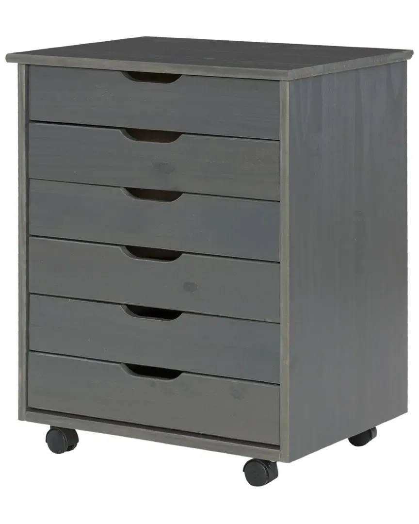 Rudy Rolling 6 Drawer Cart - Grey, Wood