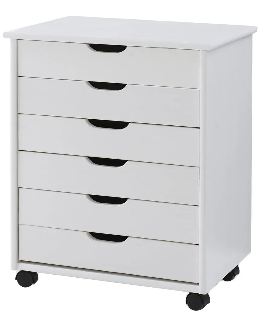 Rudy Rolling 6 Drawer Cart - White, Wood