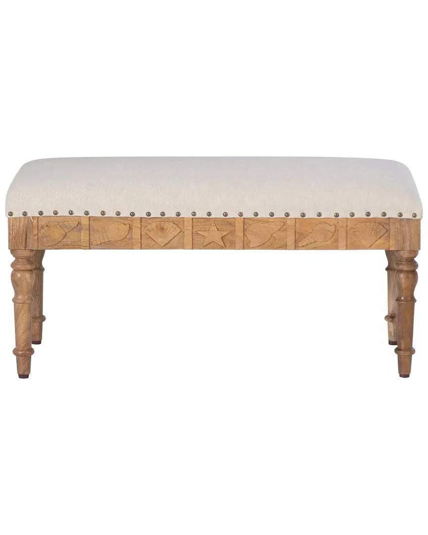 Sally Small Seashell Bench - Brown, Mango Wood image