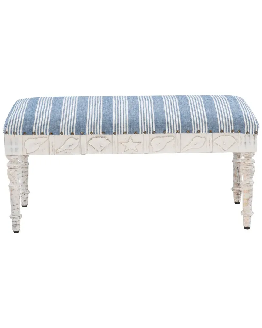Sally Small Seashell Bench - White, Mango Wood