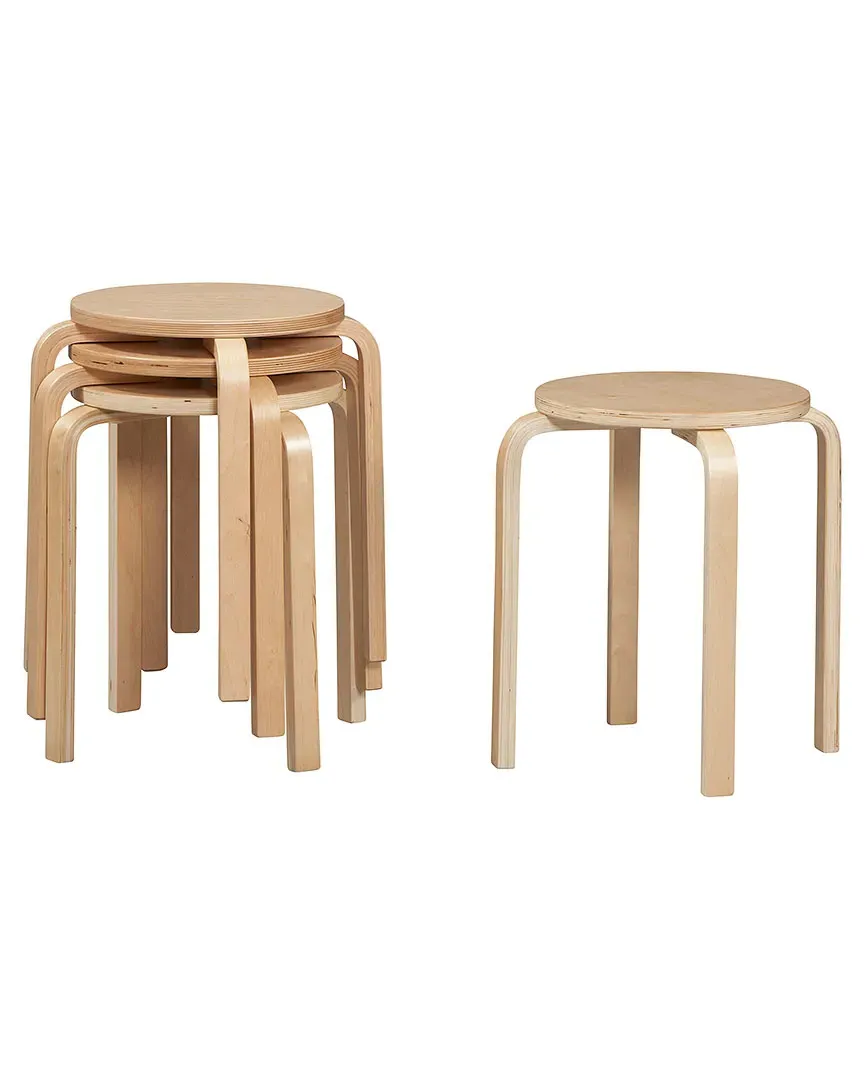 Set of 4 Bentwood Stools - Natural image