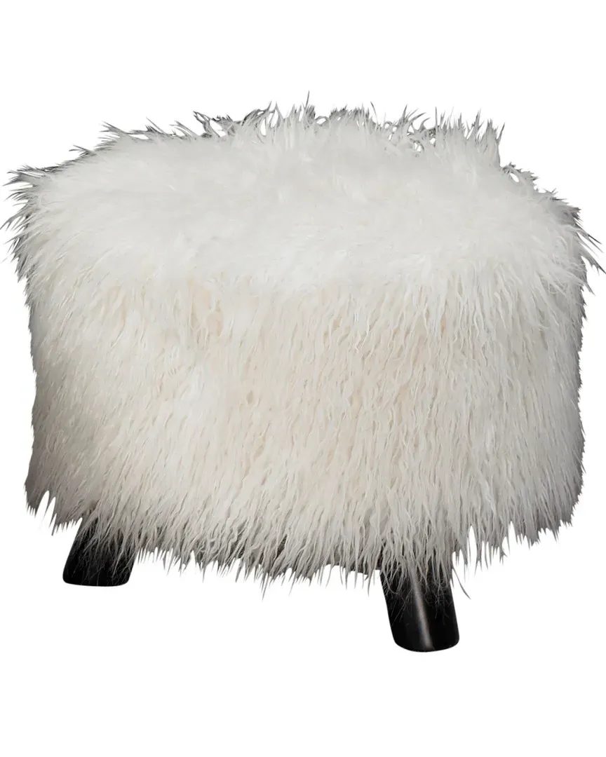 Square Foot Stool - White, Faux Fur image