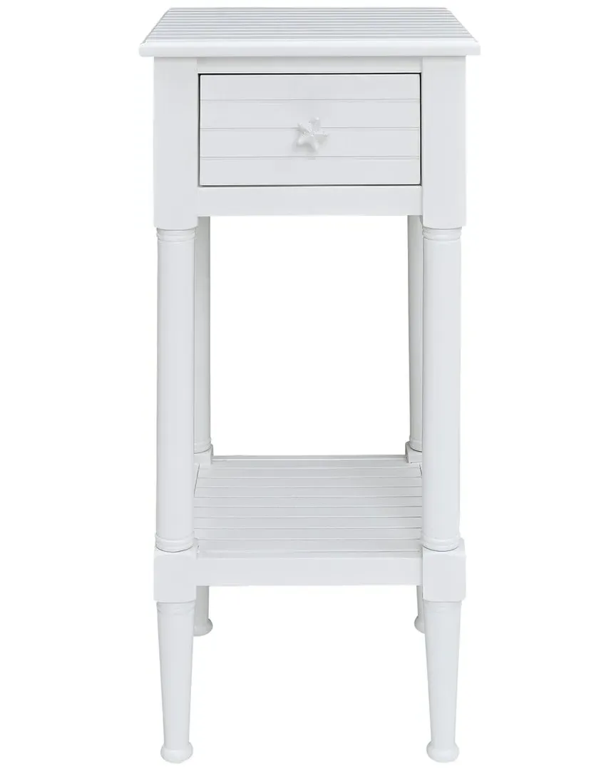 Starfish Square End Table with Drawer - White, MDF