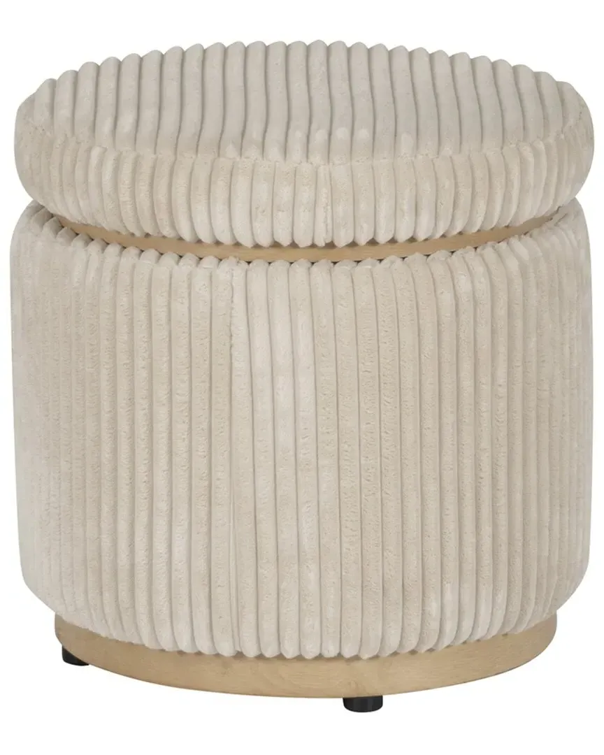 Sunny Cord Round Ottoman with Storage - Cream, Corduroy image