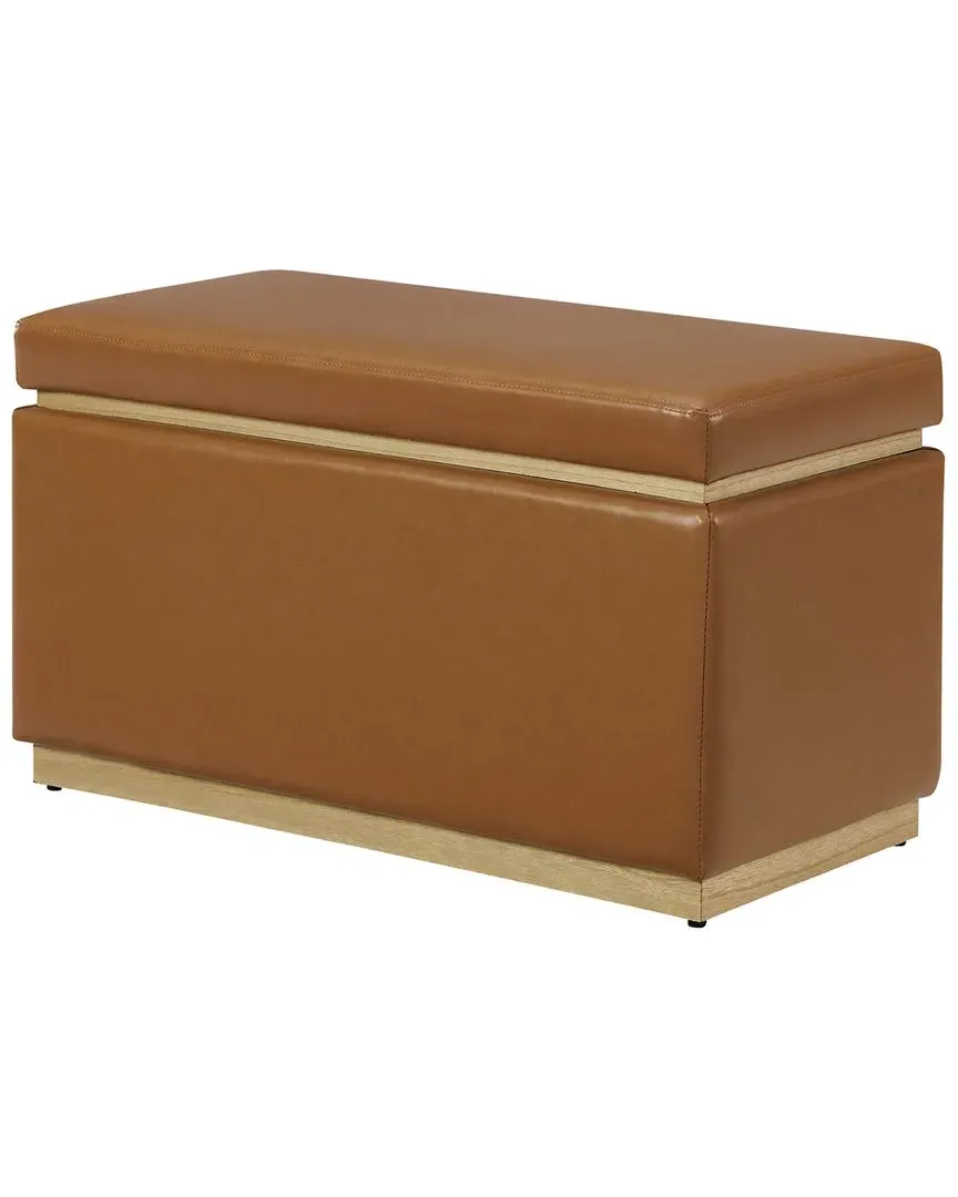 Sunny Rectangle Storage Ottoman - Caramel, Faux Leather