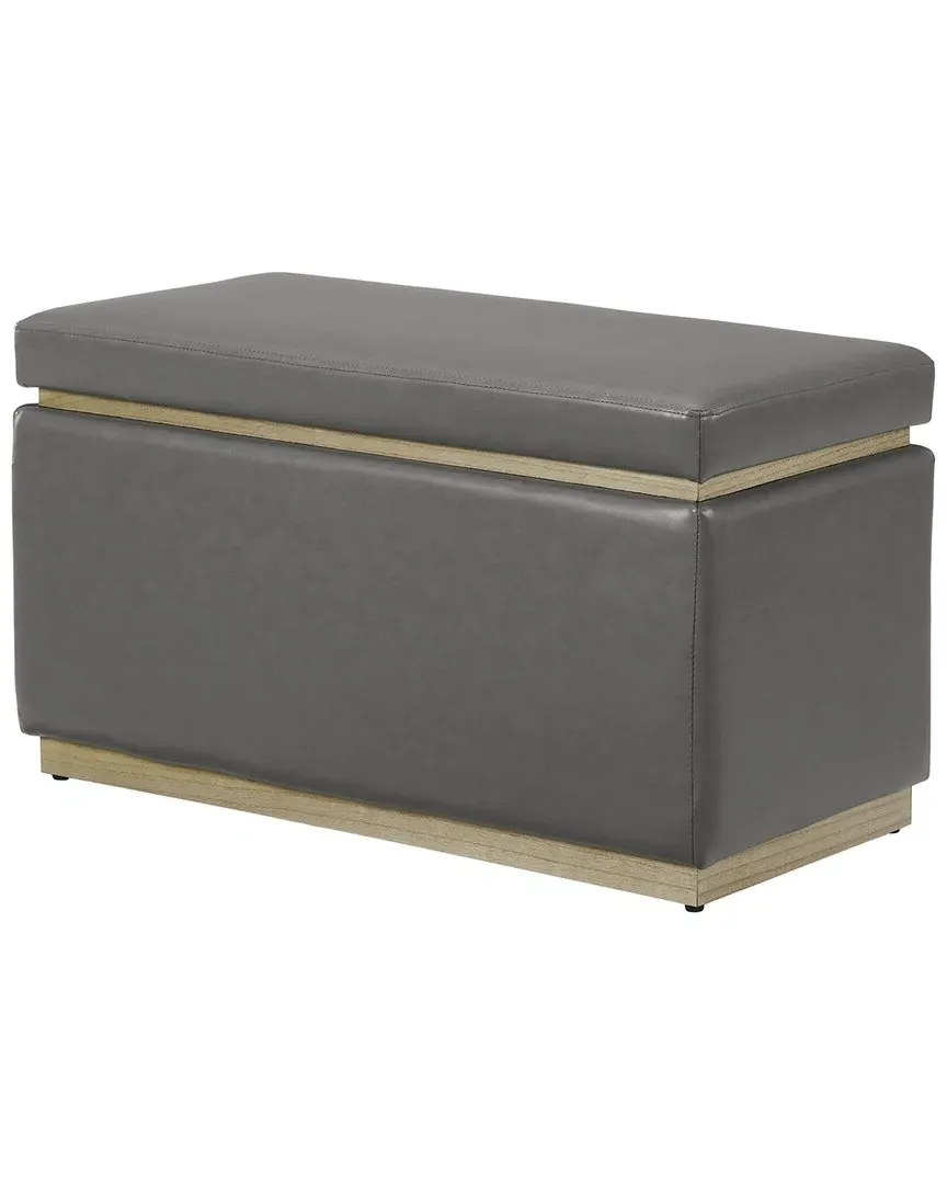 Sunny Rectangle Storage Ottoman - Grey, Faux Leather