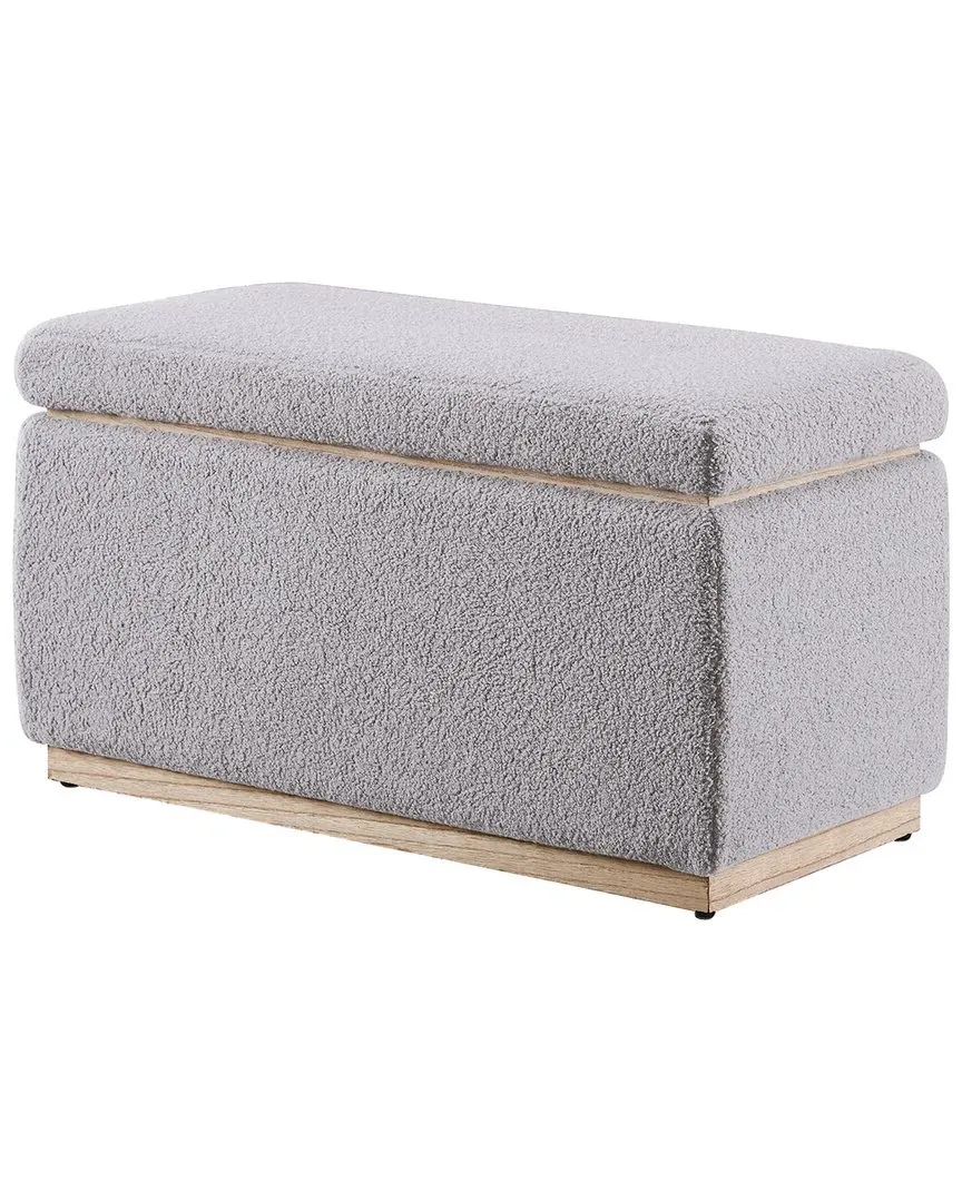 Sunny Rectangle Storage Ottoman - Grey, Sherpa