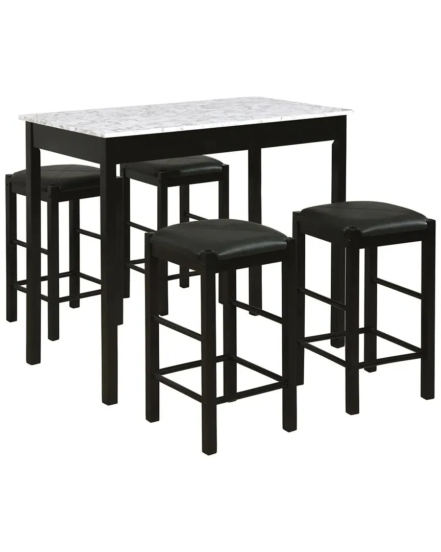Tavern Counter Dining Set with 2 Stools - Black, Faux Marble image