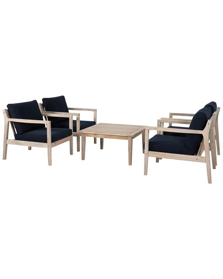 Teagon 5-Piece Outdoor Dining Set - Blue, Acacia image